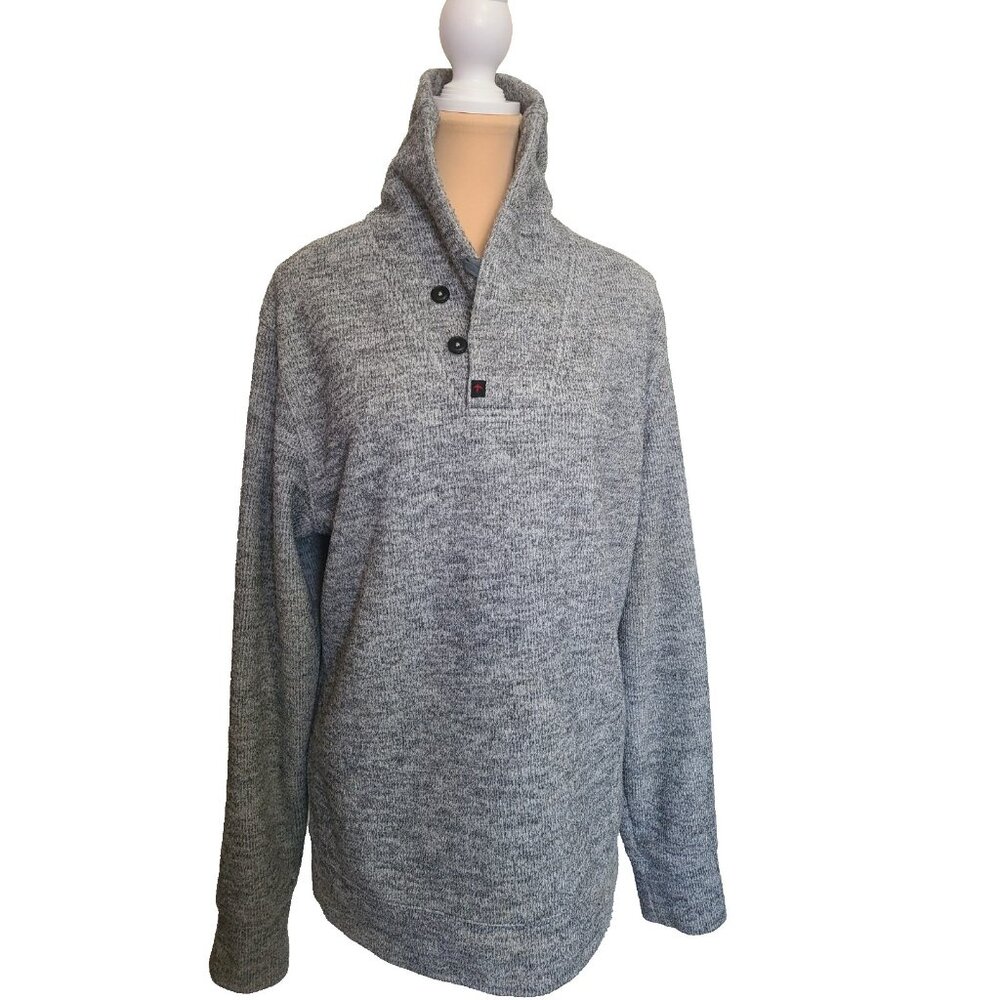 Relwen Old Salt Shawl Sweater Medium Gray Charcoal Knit Pullover Quiet Luxury